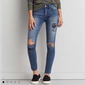 American Eagle • NWOT Patchwork Skinny Jegging